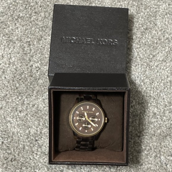 Michael Kors Gold and Tortoiseshell Watch main image 5